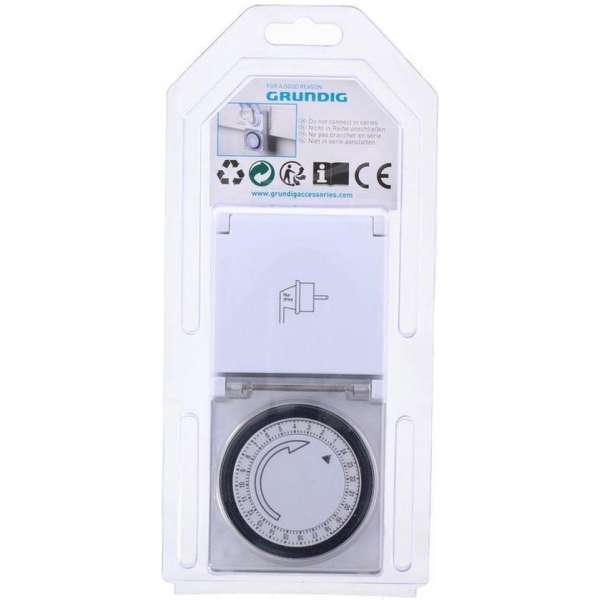 Grundig mechanische timer/tijdklok/tijdschakelaar met afdekklepje Grundig mechanische timer/tijdklok/tijdschakelaar met afdekklepje