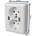 2USB easyCharge DUO dubbel stopcontact USB AA 12W 2.4A Glanzend Wit