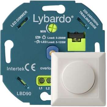 Lybardo Eco 3-125 Watt LED Dimmer - Fase Afsnijding - Universeel - Inbouw - Compleet met afdekraam