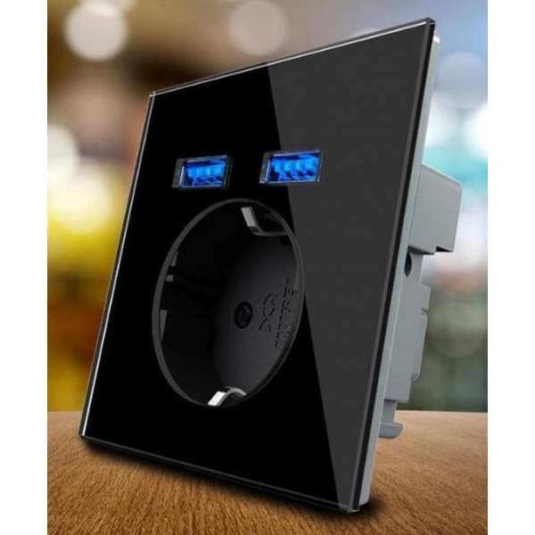 S&L inbouw stekkerdoos met dubbel usb inbouw stopcontact met led wandcontactdoos met licht gehard glas kleur zwart S&L inbouw stekkerdoos met dubbel usb inbouw stopcontact met led wandcontactdoos met licht gehard glas kleur zwart