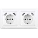 CoshX® dubbel usb stopcontact - dubbele inbouw wanddoos usb - wit