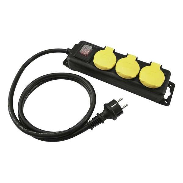 Eurolite stekkerdoos waterdicht - verdeeldoos - stekkerblok - 3-voudig - IP44 - zwart - 1,5m - verlengsnoer buiten Eurolite stekkerdoos waterdicht - verdeeldoos - stekkerblok - 3-voudig - IP44 - zwart - 1,5m - verlengsnoer buiten