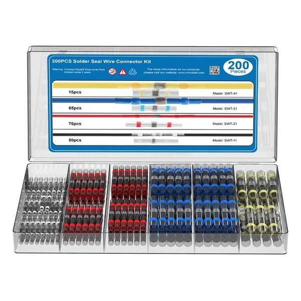 MMOBIEL 200 Stuks Stootverbinder met Krimpkous voor o.a. Auto / Boot / Vrachtwagen MMOBIEL 200 Stuks Stootverbinder met Krimpkous voor o.a. Auto / Boot / Vrachtwagen