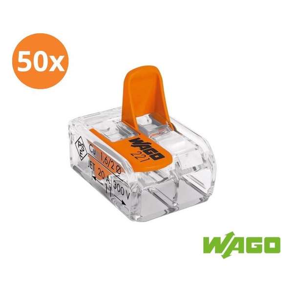 Wago lasklem 2-voudig 221-412 (50 stuks) Wago lasklem 2-voudig 221-412 (50 stuks)