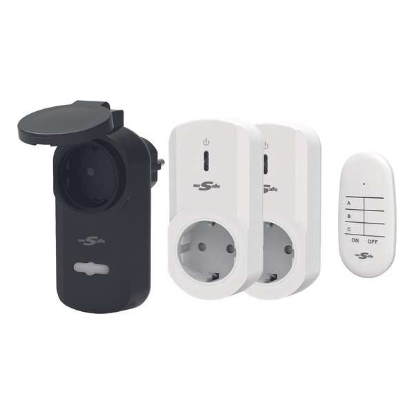 mr Safe draadloze stopcontactenset NL/DE plug met afstandsbediening mr Safe draadloze stopcontactenset NL/DE plug met afstandsbediening
