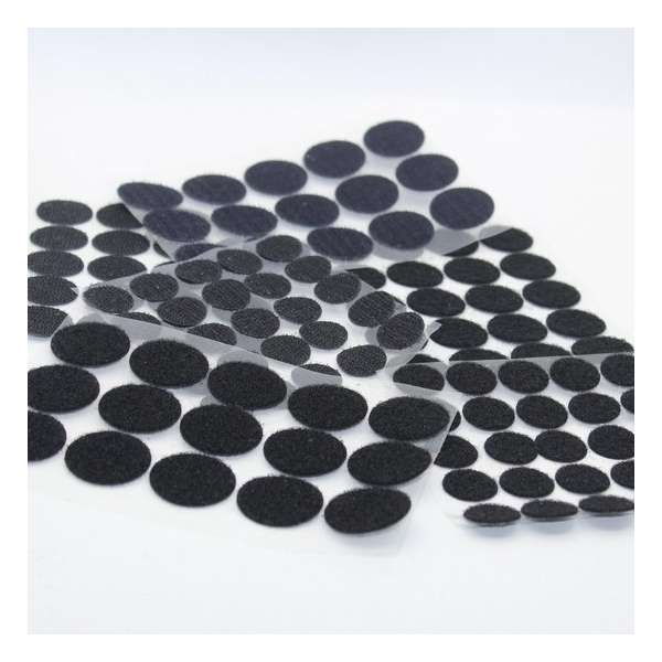 90 paar Velcro zelfklevende rondjes Mix in maten diameter 10 20 25 30mm Kleur Zwart Klittenband Rond 90 paar Velcro zelfklevende rondjes Mix in maten diameter 10 20 25 30mm Kleur Zwart Klittenband Rond