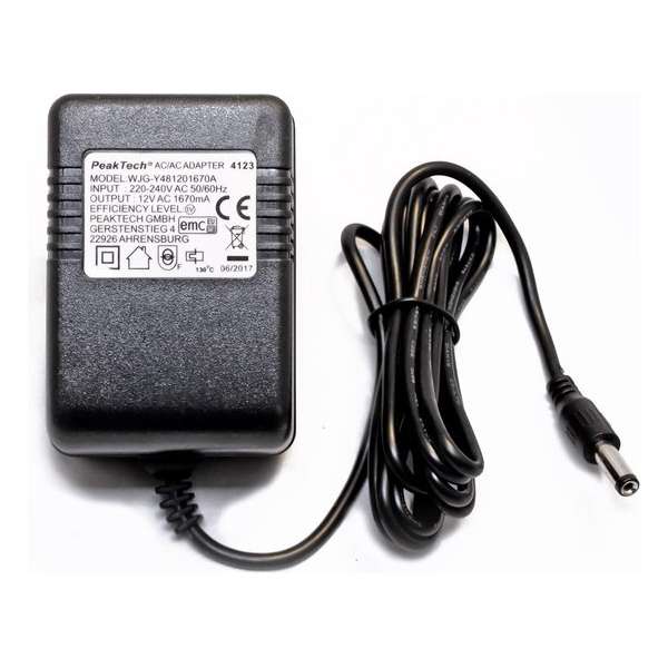 PeakTech® 4123 A: Converter voor laagspanningslichtbronnen, 12V AC / AC - max. 1670 mA PeakTech® 4123 A: Converter voor laagspanningslichtbronnen, 12V AC / AC - max. 1670 mA