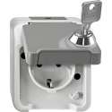 Schneider Electric Merten Aquastar wandcontactdoos 1-voudig met randaarde, spatwaterdicht, met afsluitbare klep