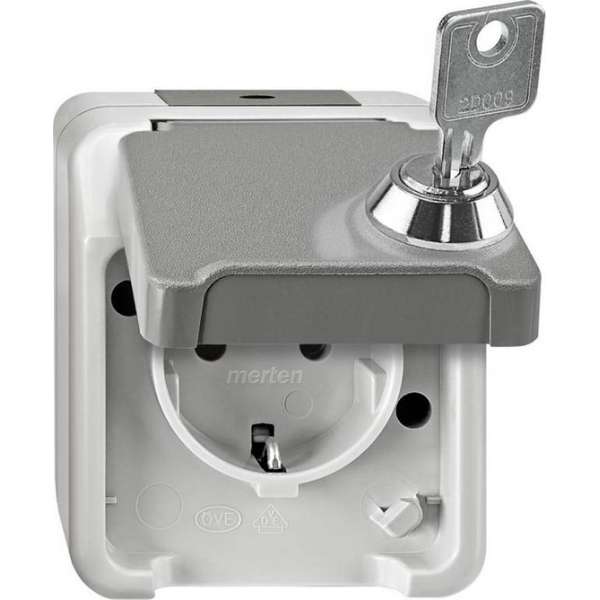 Schneider Electric Merten Aquastar wandcontactdoos 1-voudig met randaarde, spatwaterdicht, met afsluitbare klep Schneider Electric Merten Aquastar wandcontactdoos 1-voudig met randaarde, spatwaterdicht, met afsluitbare klep