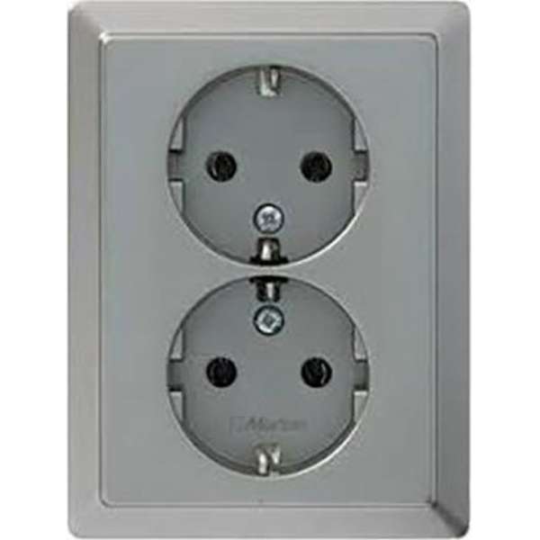 Schneider Electric Artec dubbel stopcontact RVS-look Schneider Electric Artec dubbel stopcontact RVS-look