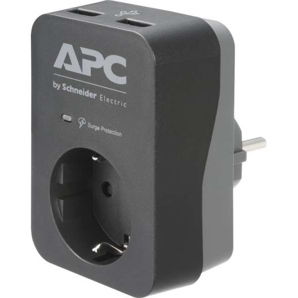 APC by Schneider Electric PME1WU2B-GR Overspanningsbeveiliging tussenstekker Met USB Zwart APC by Schneider Electric PME1WU2B-GR Overspanningsbeveiliging tussenstekker Met USB Zwart