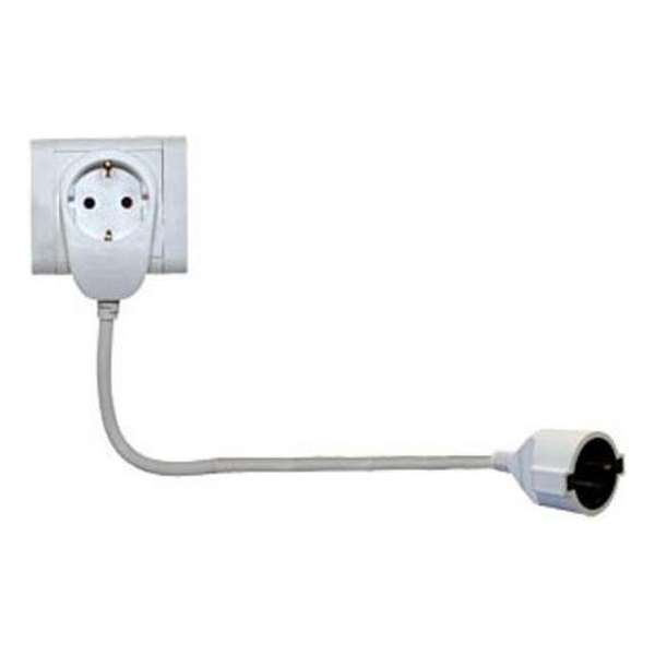 REV Geaarde voeding verlengkabel met doorvoerstekker - 3x 1,5mm / wit - 5 meter REV Geaarde voeding verlengkabel met doorvoerstekker - 3x 1,5mm / wit - 5 meter