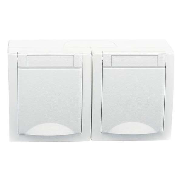 Panasonic Viko waterdicht buitenstopcontact - tweevoudig - horizontaal - wit Panasonic Viko waterdicht buitenstopcontact - tweevoudig - horizontaal - wit