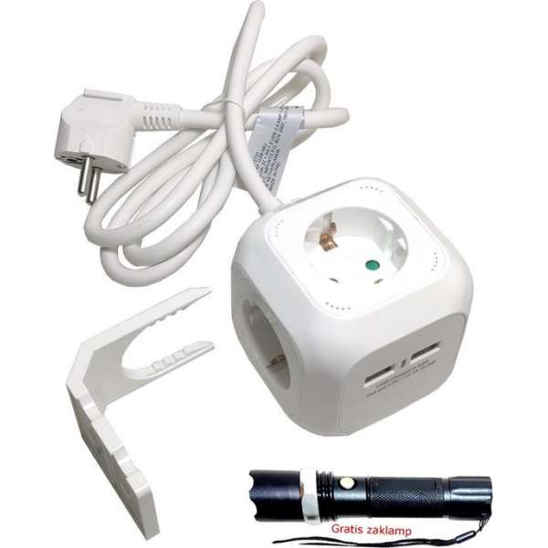 Blok 4 RA Stopcontacten + 2 Usb 2.4 A Poorten 1.5 meter 3X 1.5mm verlengsnoer kabel verleng snoer Blok 4 RA Stopcontacten + 2 Usb 2.4 A Poorten 1.5 meter 3X 1.5mm verlengsnoer kabel verleng snoer
