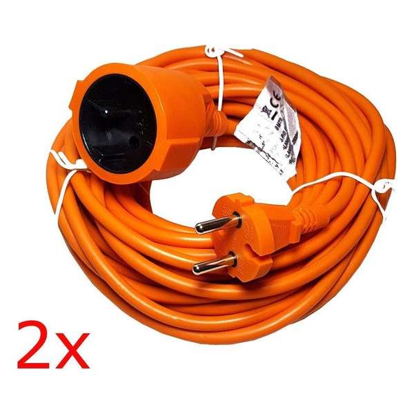 2X Oranje tuin Verlengsnoer 20 Meter buiten Verlengkabel 2500w 250v 2X Oranje tuin Verlengsnoer 20 Meter buiten Verlengkabel 2500w 250v