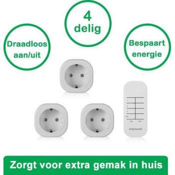 Smartwares Schakelset voor Binnengebruik milieubewust - 4 delig 3 schakelaars 2300 W - Incl. afstandsbediening
