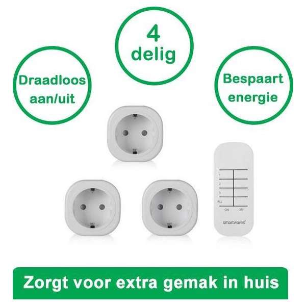Smartwares Schakelset voor Binnengebruik milieubewust - 4 delig 3 schakelaars 2300 W - Incl. afstandsbediening Smartwares Schakelset voor Binnengebruik milieubewust - 4 delig 3 schakelaars 2300 W - Incl. afstandsbediening