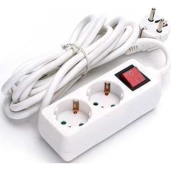 Verlengsnoer met Schakelaar - Igia Antris - 3680W - 2 Stopcontacten - 5 Meter - Wit | Nederland
