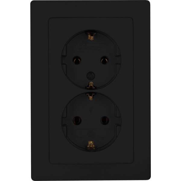 Wandcontactdoos - Inbouw - Dubbel Stopcontact - Mat Zwart - OVIVO Wandcontactdoos - Inbouw - Dubbel Stopcontact - Mat Zwart - OVIVO