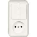 Stopcontact + Serieschakelaar - Opbouw - Polarwit - Contura - Schneider Electric - 399504