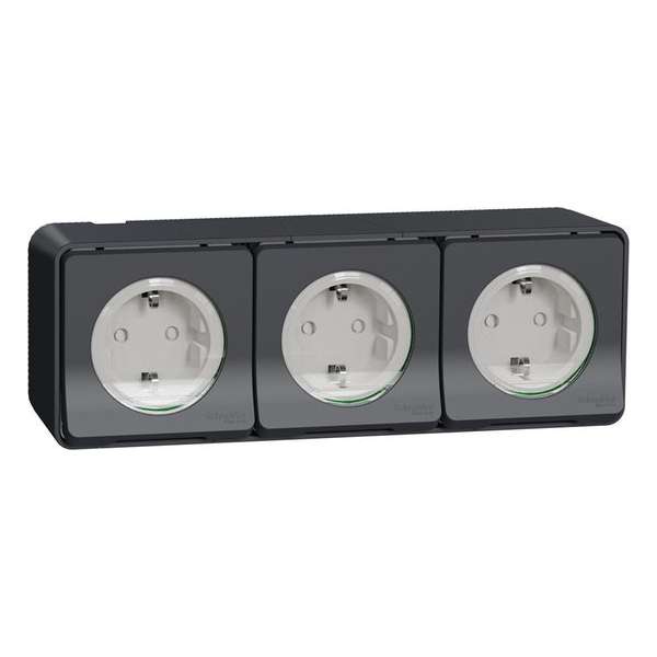 Buitenstopcontact - 3V - Opbouw - Randaarde - Horizontaal - Antraciet - Mureva Styl - Schneider Electric - MUR36038 Buitenstopcontact - 3V - Opbouw - Randaarde - Horizontaal - Antraciet - Mureva Styl - Schneider Electric - MUR36038