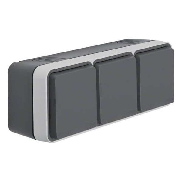 Berker buiten stopcontact - WCD 3V + RA - horizontaal - grijs - IP55 Berker buiten stopcontact - WCD 3V + RA - horizontaal - grijs - IP55