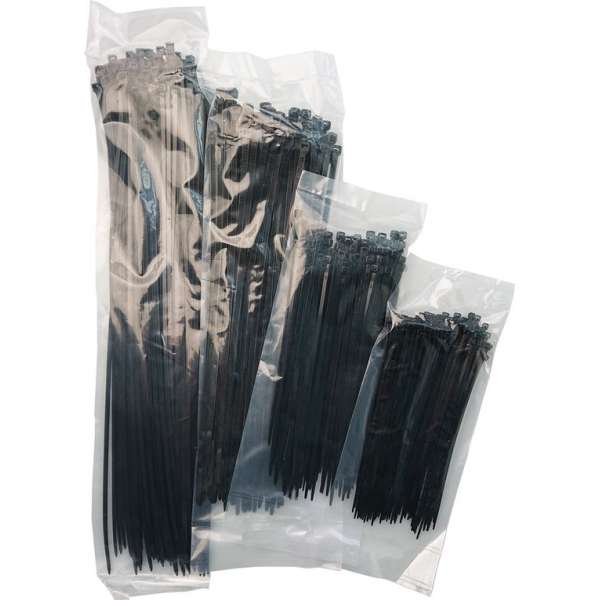 TQ4U Bundelbandjes ZWART set XL - 4 x 100 stuks - 370x3.6 - 280x4.6 - 180x3.6 en 150x2.5 mm - Sterke kwaliteit TQ4U Bundelbandjes ZWART set XL - 4 x 100 stuks - 370x3.6 - 280x4.6 - 180x3.6 en 150x2.5 mm - Sterke kwaliteit