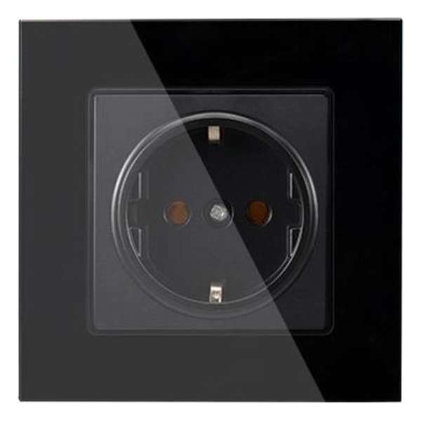 Stopcontact inbouw enkel zwart inclusief glasframe zwart Improducts® huismerk Stopcontact inbouw enkel zwart inclusief glasframe zwart Improducts® huismerk