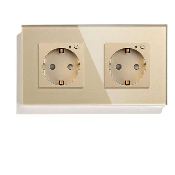 SmartinHuis - Slim tweevoudig stopcontact - Wifi - Goud SmartinHuis - Slim tweevoudig stopcontact - Wifi - Goud