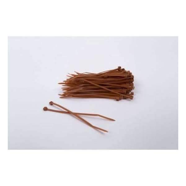 1000 stuks Bruine Kabelbinders 3.6mm x 140mm (099.0376) 1000 stuks Bruine Kabelbinders 3.6mm x 140mm (099.0376)