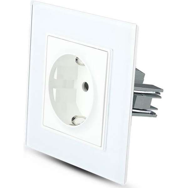 Wandcontactdoos - Nivra Deilo - Inbouw - 1-voudig - Randaarde - Incl. Glazen Afdekraam - Wit Wandcontactdoos - Nivra Deilo - Inbouw - 1-voudig - Randaarde - Incl. Glazen Afdekraam - Wit