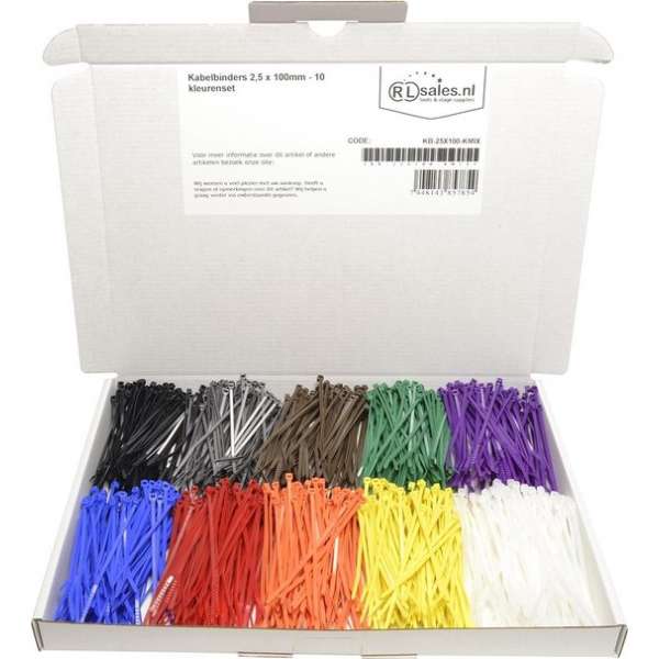 Kabelbinders 2,5 x 100mm - 10 kleurenset Kabelbinders 2,5 x 100mm - 10 kleurenset