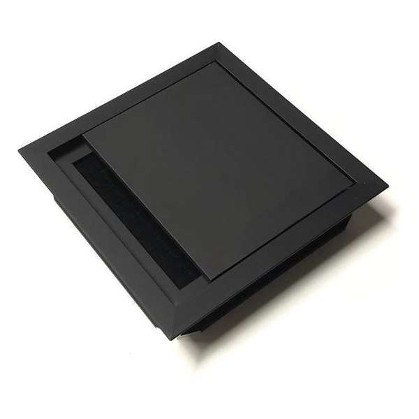 Aluminium kabeldoorvoer 120x120mm zwart met borstel Aluminium kabeldoorvoer 120x120mm zwart met borstel