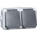 Peha wandcontactdoos opbouw dubbel randaarde horizontaal 306211