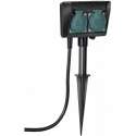 Tuincontactdoos/stopcontact op spies dubbel - Buiten stekkerdoos tuinverlichting