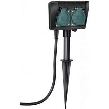 Tuincontactdoos/stopcontact op spies dubbel - Buiten stekkerdoos tuinverlichting