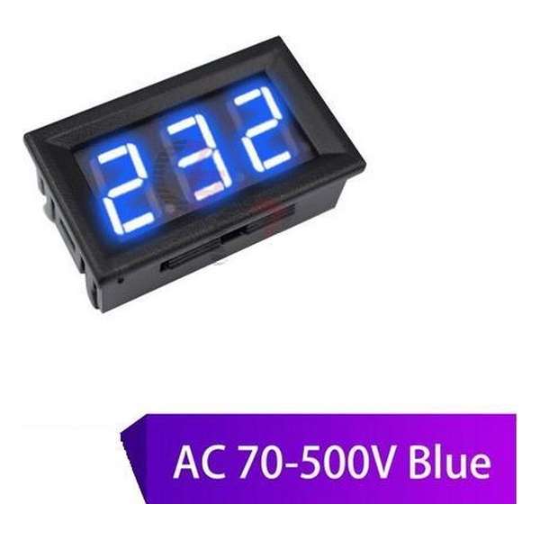 Inbouw AC Voltmeter vanaf 70V tot 500V / Blauw LED / eenvoudig aan te sluiten Inbouw AC Voltmeter vanaf 70V tot 500V / Blauw LED / eenvoudig aan te sluiten