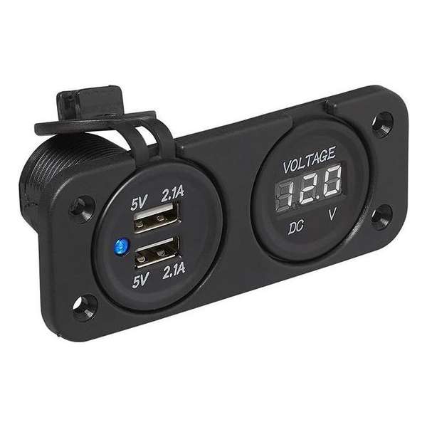 ProPlus 450464 Voltmeter 6-30V + USB dubbele stekkerdoos ProPlus 450464 Voltmeter 6-30V + USB dubbele stekkerdoos