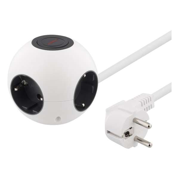 DELTACO GT-291 Power Globe Stekkerdoos met schakelaar - Geschikt voor 4 stekkers - met kinderbeveiliging - wit - 1,4 meter DELTACO GT-291 Power Globe Stekkerdoos met schakelaar - Geschikt voor 4 stekkers - met kinderbeveiliging - wit - 1,4 meter