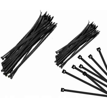 Kabelbinders/tie-wraps pakket zwart 300x stuks in 3 verschillende formaten 20 cm(100x) - 37 cm(100x) - 43 cm(100x)