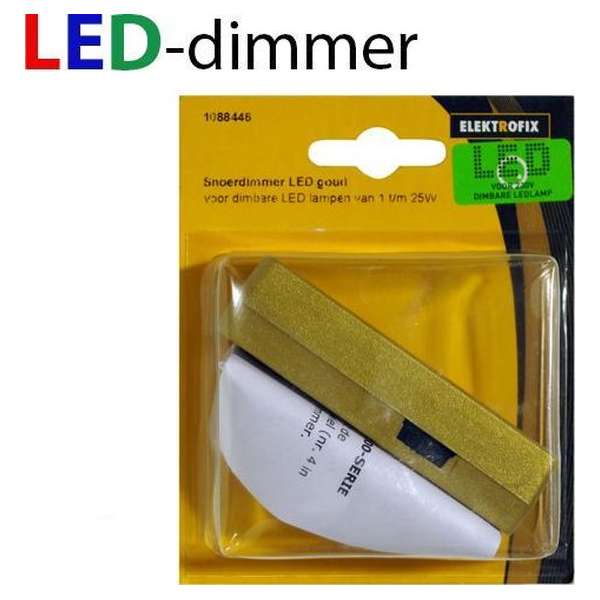 ELEKTROFIX 230V snoerdimmer voor dimbare LED-lampen 1-25W| GOUD ELEKTROFIX 230V snoerdimmer voor dimbare LED-lampen 1-25W| GOUD