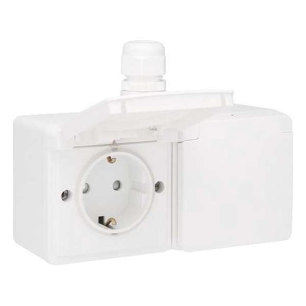 Niko Hydro - buiten stopcontact - WCD 2V + RA - horizontaal - wit Niko Hydro - buiten stopcontact - WCD 2V + RA - horizontaal - wit