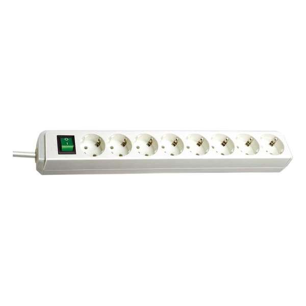 Brennenstuhl Eco-Line stekkerdoos met 8 contacten en schakelaar / wit - 3 meter Brennenstuhl Eco-Line stekkerdoos met 8 contacten en schakelaar / wit - 3 meter