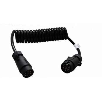 Premium verloop spiraalkabel 7 aderig met 2x 7-polige stekker - 80 tot 350 cm