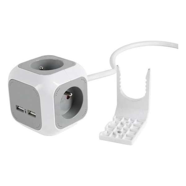 EXPERTLINE Stekkerdoos in witte kubus 4 stopcontacten 16 A 3x1mm² + 2 USB-stopcontacten EXPERTLINE Stekkerdoos in witte kubus 4 stopcontacten 16 A 3x1mm² + 2 USB-stopcontacten
