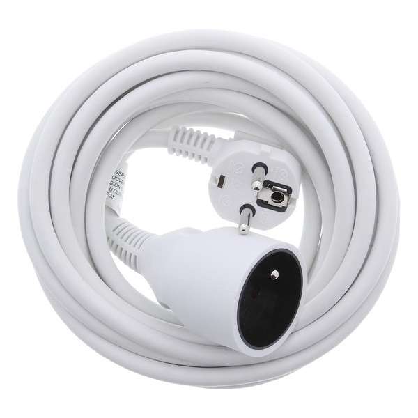 Verlengsnoer - 5 meter - Met penaarde - Wit Verlengsnoer - 5 meter - Met penaarde - Wit