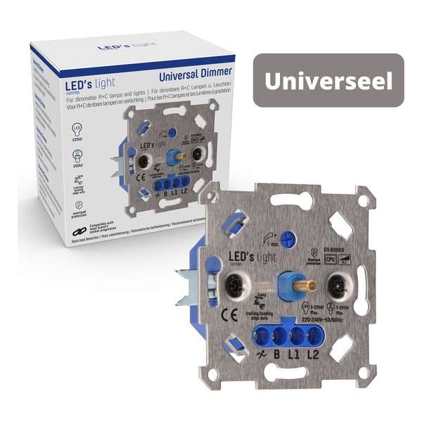 Proventa® Stopcontact Dimmer LED Inbouw tot 250W - Geschikt voor alle lampen - 2 draads Proventa® Stopcontact Dimmer LED Inbouw tot 250W - Geschikt voor alle lampen - 2 draads