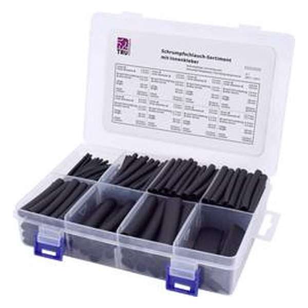 TRU COMPONENTS T1807CA006 Krimpkous assortiment Zwart Krimpverhouding:3:1 300 onderdelen