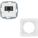 KOPP dubbele USB wandcontactdoos | inbouw | 2 x 700 mAh | wit | inclusief afdekraam | COMPLETE SET