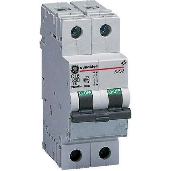 Vynckier automaat 2 polig 16A - 3kA/C Vynckier automaat 2 polig 16A - 3kA/C